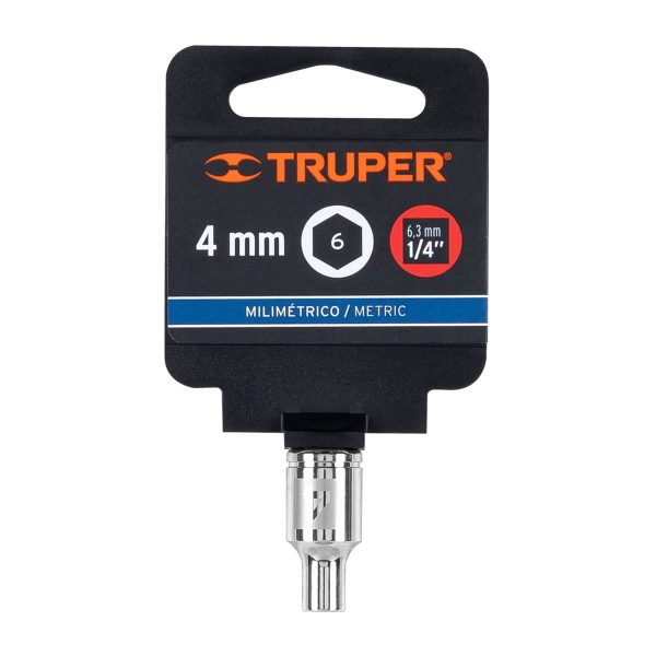 13166 - Dado de 4 mm, 6 puntas, cuadro 1/4', Truper