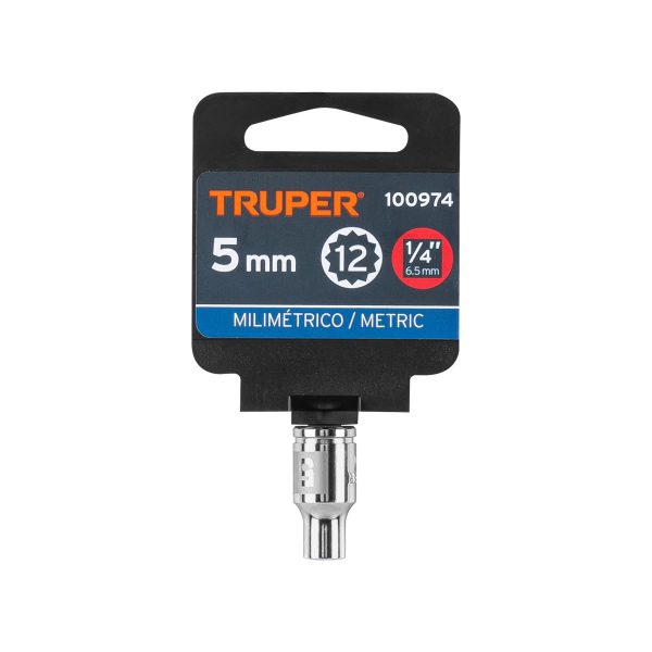 100974 - Dado de 5 mm, 12 puntas, cuadro 1/4', Truper