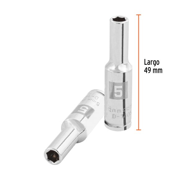 100969 - Dado largo de 5 mm, 6 puntas, cuadro 1/4', Truper