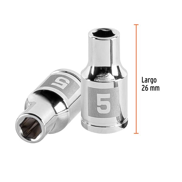 13167 - Dado de 5 mm, 6 puntas, cuadro 1/4', Truper