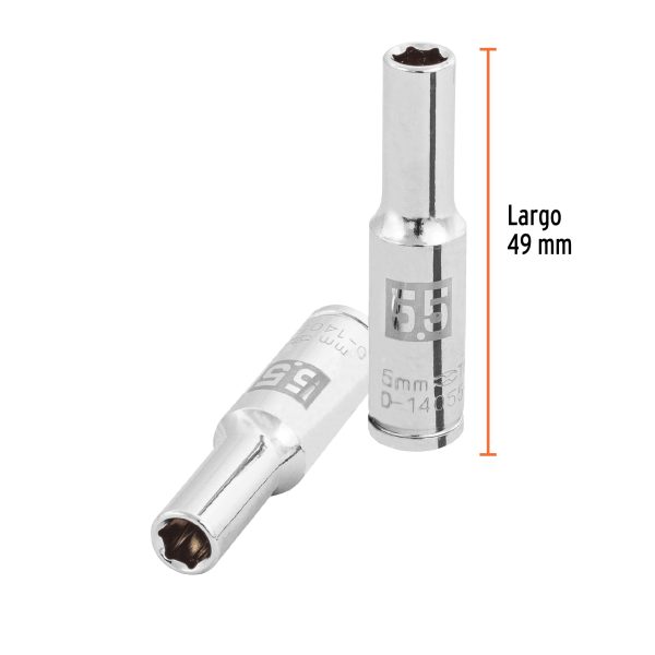 100970 - Dado largo de 5.5 mm, 6 puntas, cuadro 1/4', Truper