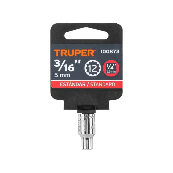 100873 - Dado de 3/16', 12 puntas, cuadro 1/4', Truper