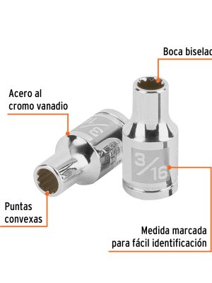 100873 - Dado de 3/16', 12 puntas, cuadro 1/4', Truper