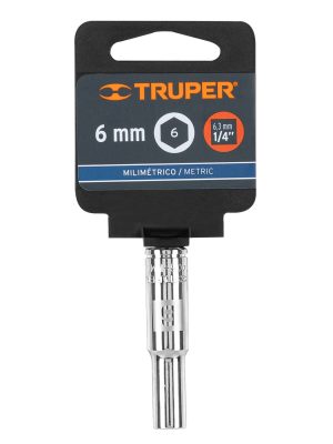 13200 - Dado largo de 6 mm, 6 puntas, cuadro 1/4', Truper