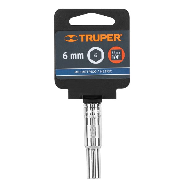 13200 - Dado largo de 6 mm, 6 puntas, cuadro 1/4', Truper