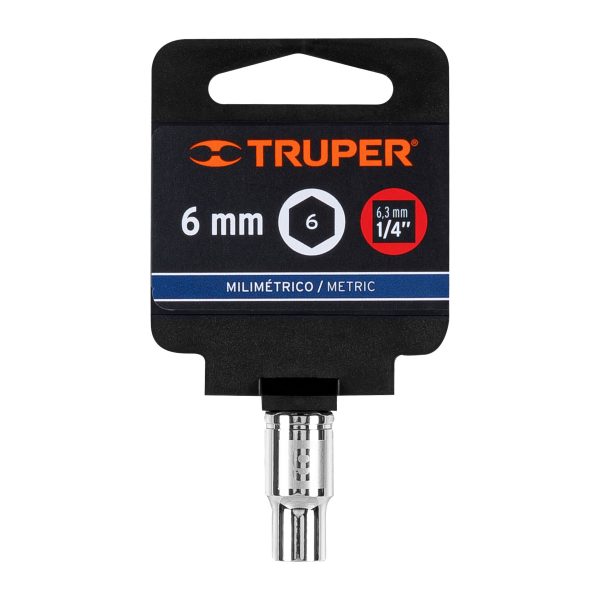13168 - Dado de 6 mm, 6 puntas, cuadro 1/4', Truper