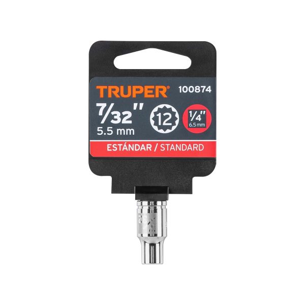 100874 - Dado de 7/32', 12 puntas, cuadro 1/4', Truper