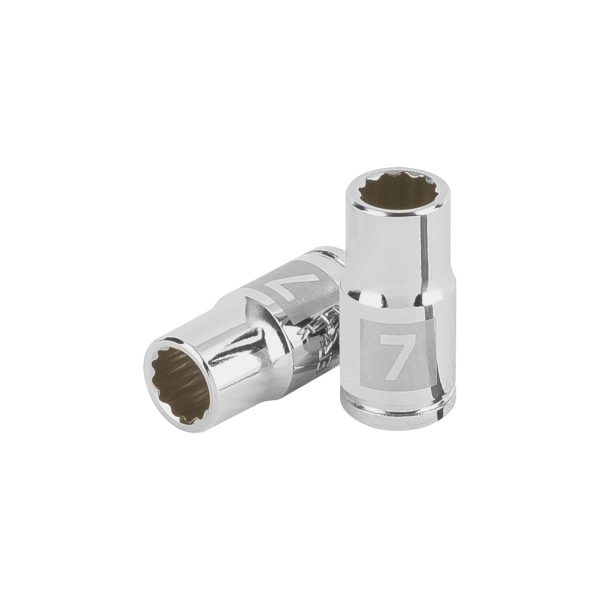 100979 - Dado de 7 mm, 12 puntas, cuadro 1/4', Truper