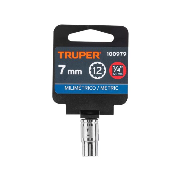 100979 - Dado de 7 mm, 12 puntas, cuadro 1/4', Truper