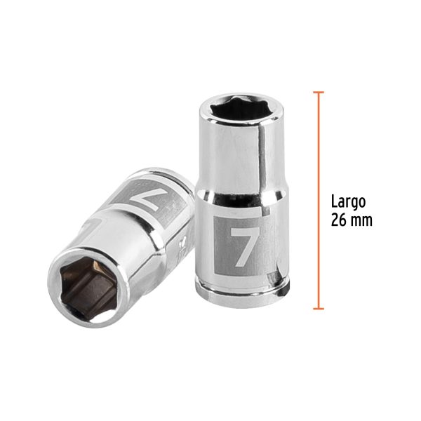 13169 - Dado de 7 mm, 6 puntas, cuadro 1/4', Truper