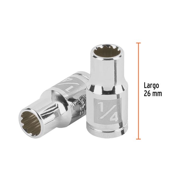 100875 - Dado de 1/4', 12 puntas, cuadro 1/4', Truper