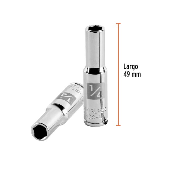 13182 - Dado largo de 1/4', 6 puntas, cuadro 1/4', Truper