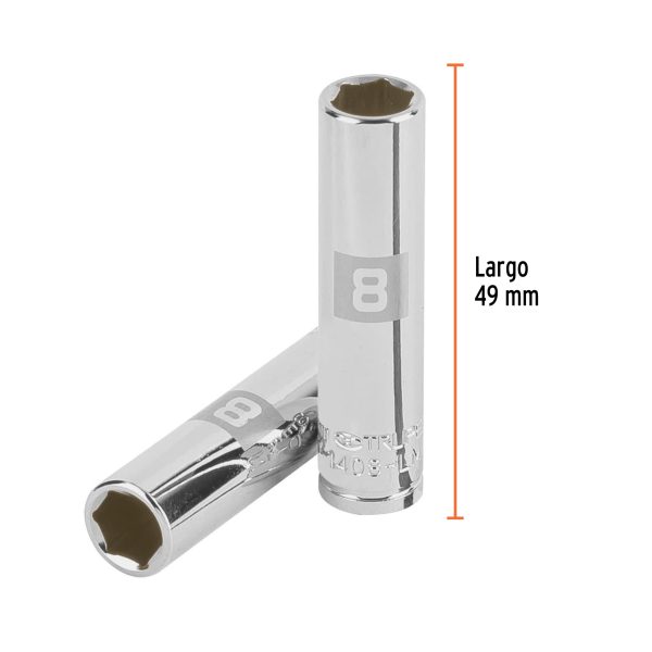 13202 - Dado largo de 8 mm, 6 puntas, cuadro 1/4', Truper