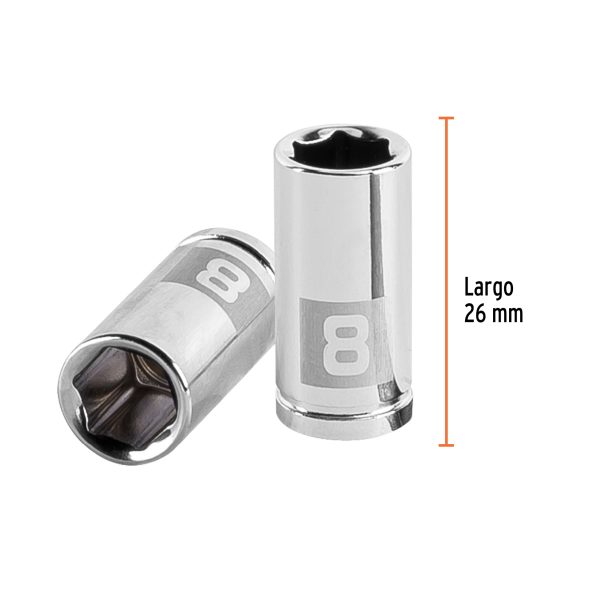 13170 - Dado de 8 mm, 6 puntas, cuadro 1/4', Truper