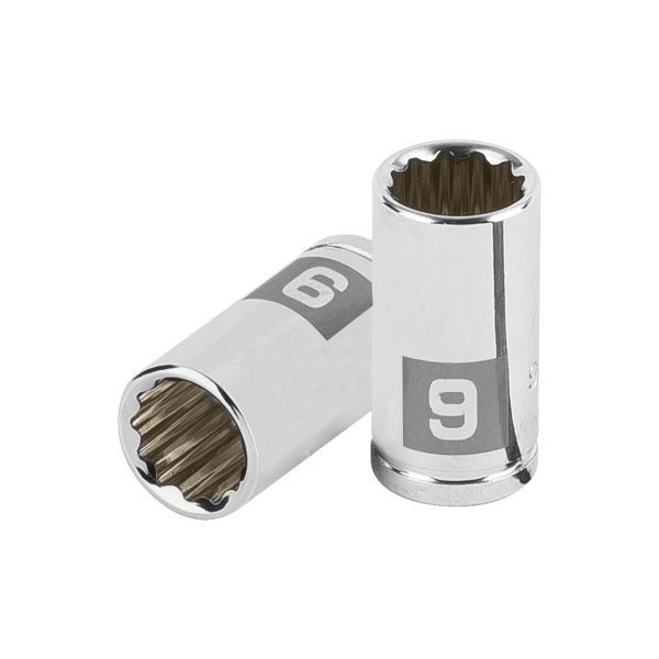 100981 - Dado de 9 mm, 12 puntas, cuadro 1/4', Truper