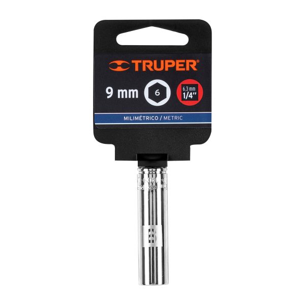 13203 - Dado largo de 9 mm, 6 puntas, cuadro 1/4', Truper