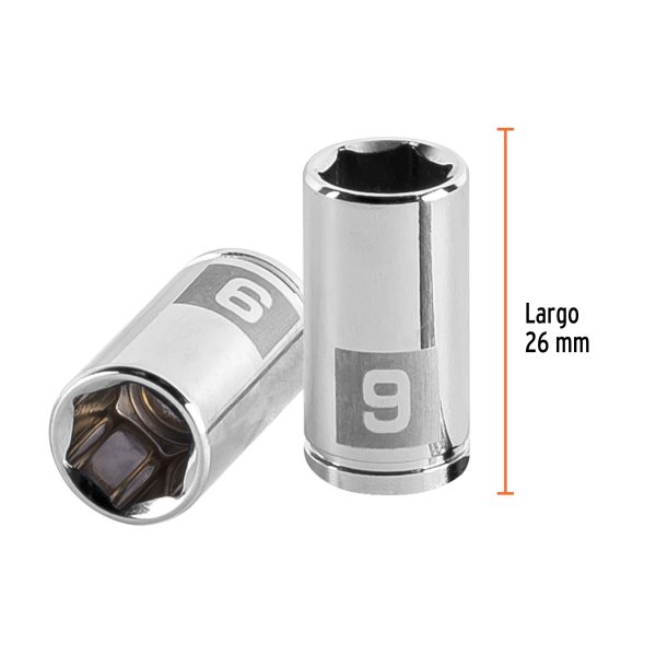 13171 - Dado de 9 mm, 6 puntas, cuadro 1/4', Truper