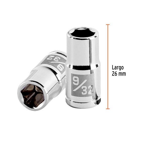 13157 - Dado de 9/32', 6 puntas, cuadro 1/4', Truper