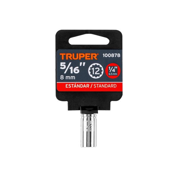 100878 - Dado de 5/16', 12 puntas, cuadro 1/4', Truper