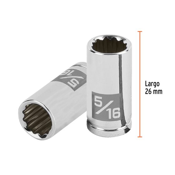 100878 - Dado de 5/16', 12 puntas, cuadro 1/4', Truper