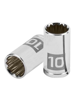 100982 - Dado de 10 mm, 12 puntas, cuadro 1/4', Truper