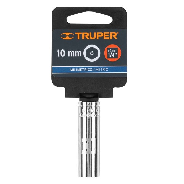 13204 - Dado largo de 10 mm, 6 puntas, cuadro 1/4', Truper
