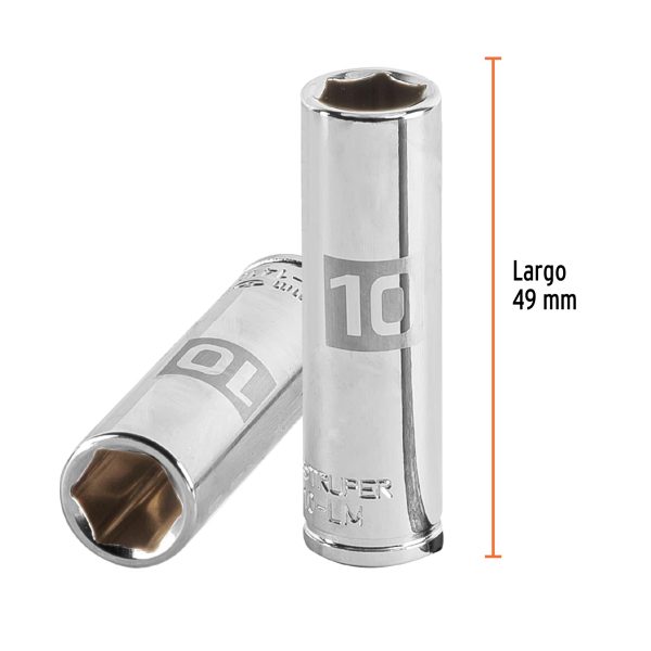 13204 - Dado largo de 10 mm, 6 puntas, cuadro 1/4', Truper