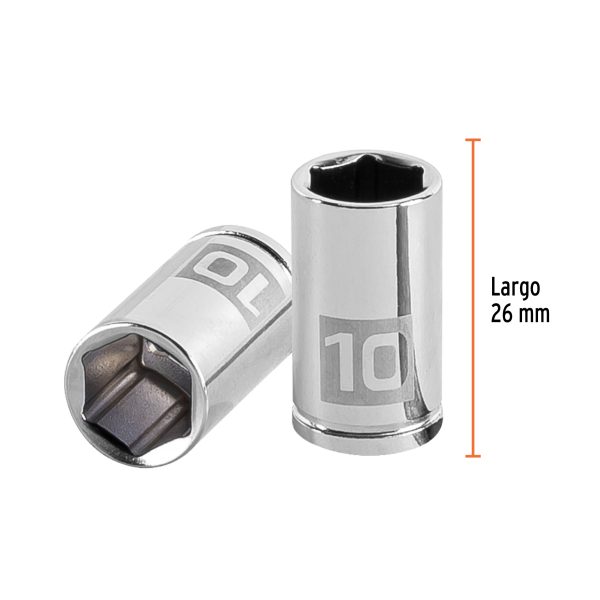13172 - Dado de 10 mm, 6 puntas, cuadro 1/4', Truper