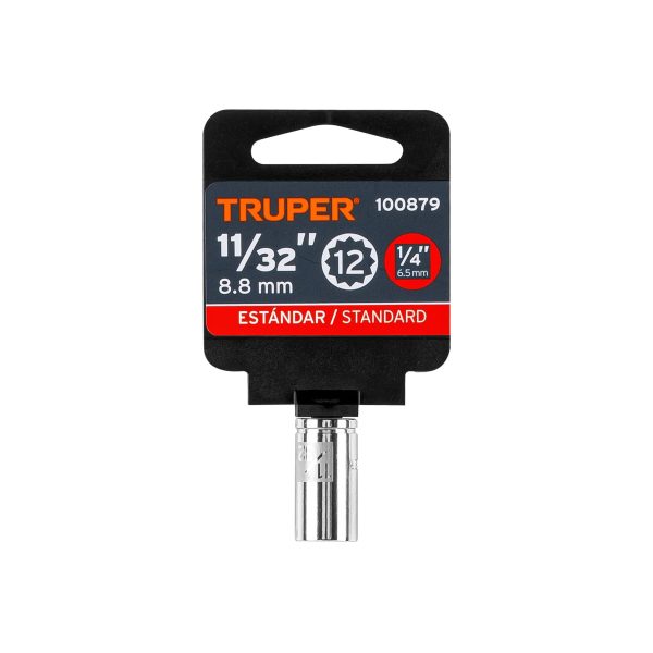 100879 - Dado de 11/32', 12 puntas, cuadro 1/4', Truper