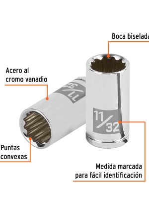 D-1411-BFC1.jpg 100879 - Dado de 11/32', 12 puntas, cuadro 1/4', Truper