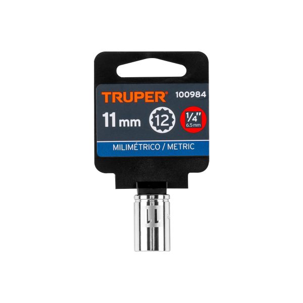100984 - Dado de 11 mm, 12 puntas, cuadro 1/4', Truper