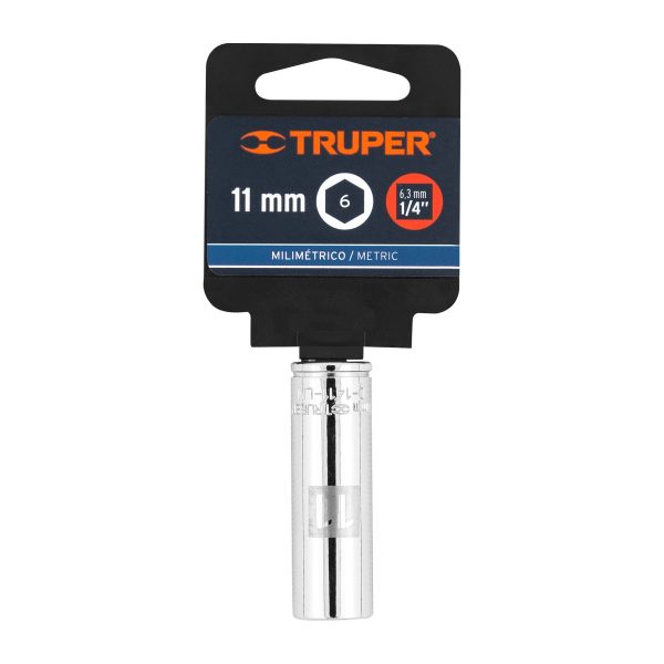 13205 - Dado largo de 11 mm, 6 puntas, cuadro 1/4', Truper