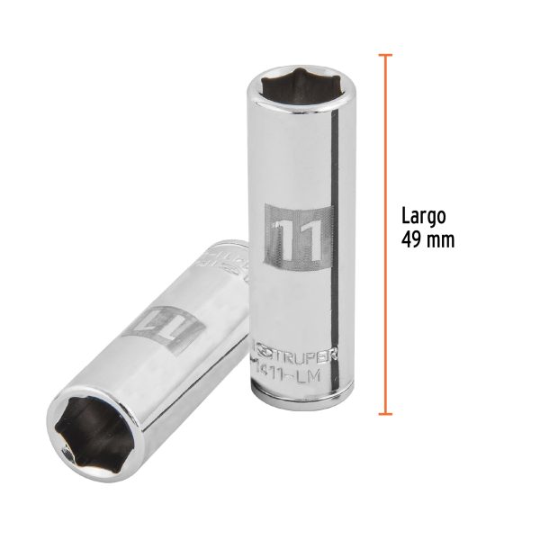13205 - Dado largo de 11 mm, 6 puntas, cuadro 1/4', Truper