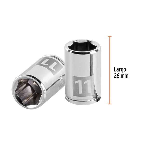 13173 - Dado de 11 mm, 6 puntas, cuadro 1/4', Truper