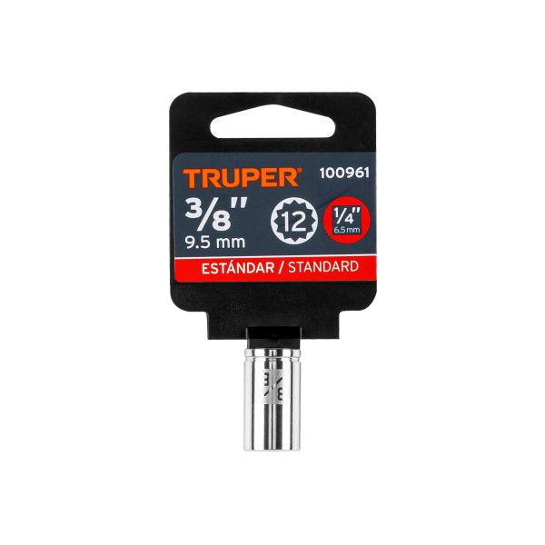 100961 - Dado de 3/8', 12 puntas, cuadro 1/4', Truper