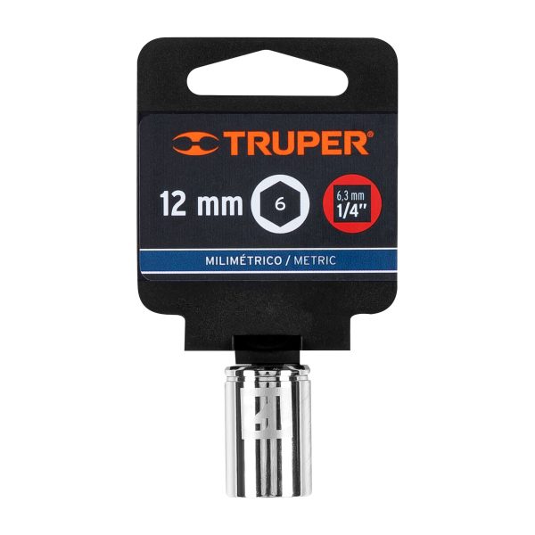 13174 - Dado de 12 mm, 6 puntas, cuadro 1/4', Truper