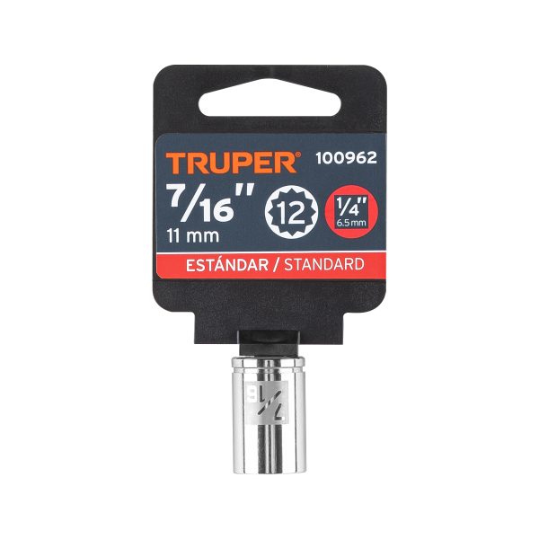 100962 - Dado de 7/16', 12 puntas, cuadro 1/4', Truper
