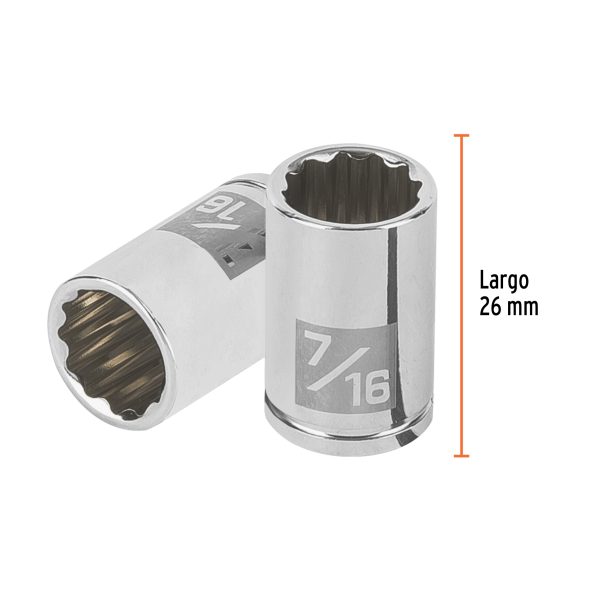 100962 - Dado de 7/16', 12 puntas, cuadro 1/4', Truper