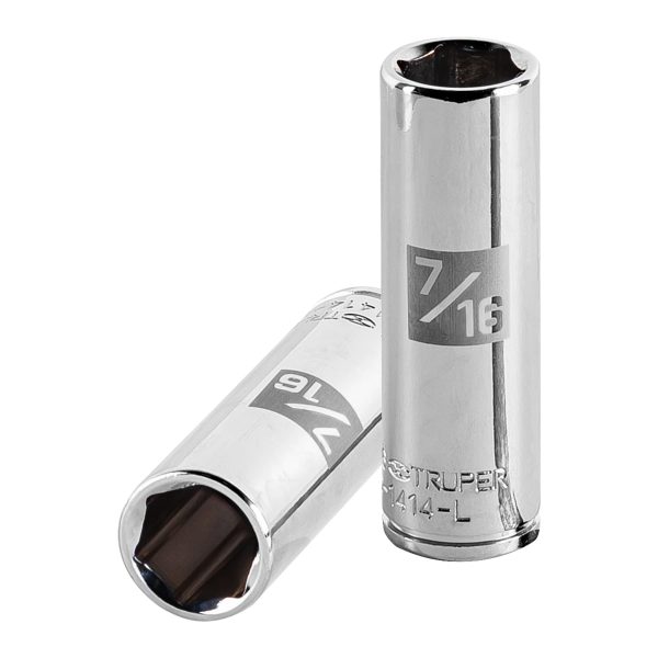 13187 - Dado largo de 7/16', 6 puntas, cuadro 1/4', Truper