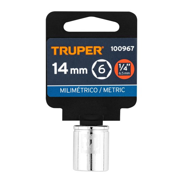 100967 - Dado de 14 mm, 6 puntas, cuadro 1/4', Truper