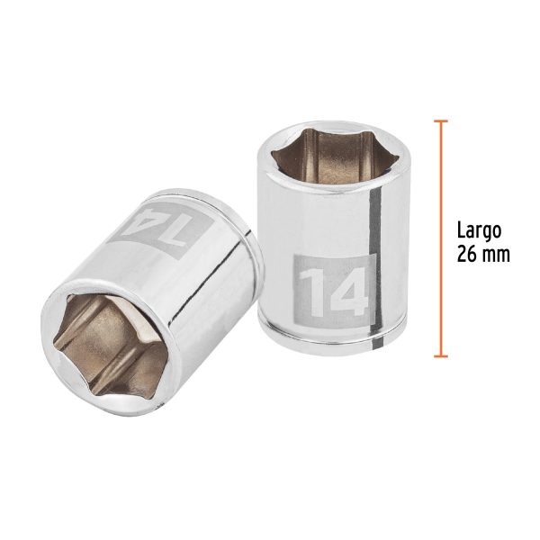 100967 - Dado de 14 mm, 6 puntas, cuadro 1/4', Truper