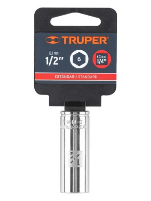 13188 - Dado largo de 1/2', 6 puntas, cuadro 1/4', Truper