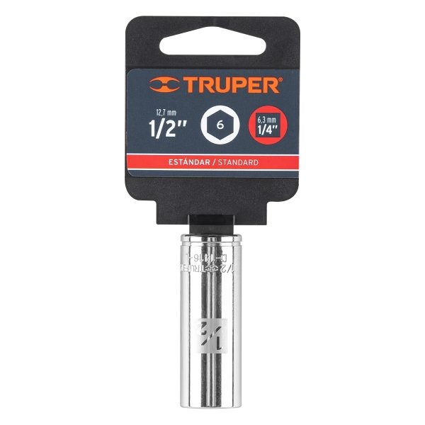 13188 - Dado largo de 1/2', 6 puntas, cuadro 1/4', Truper