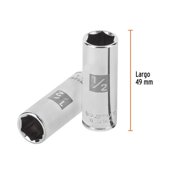 13188 - Dado largo de 1/2', 6 puntas, cuadro 1/4', Truper