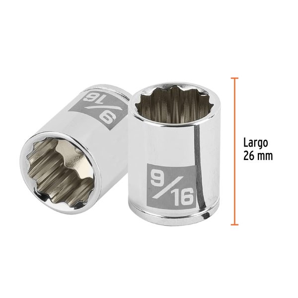 100965 - Dado de 9/16', 12 puntas, cuadro 1/4', Truper
