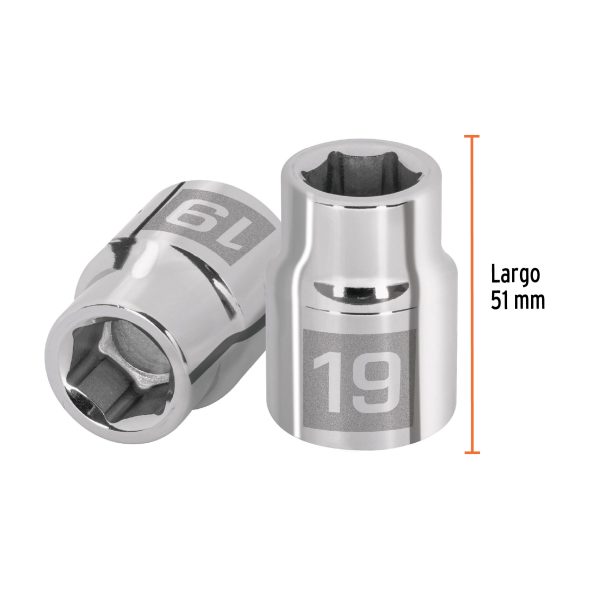 14965 - Dado de 19 mm, 6 puntas, cuadro 3/4', Truper