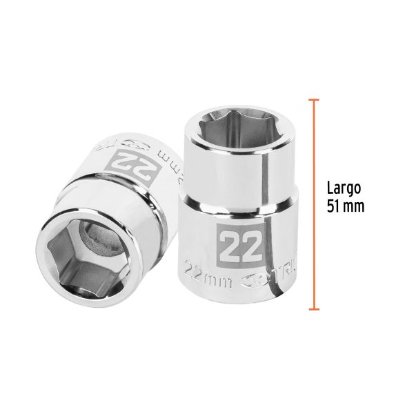 14969 - Dado de 22 mm, 6 puntas, cuadro 3/4', Truper