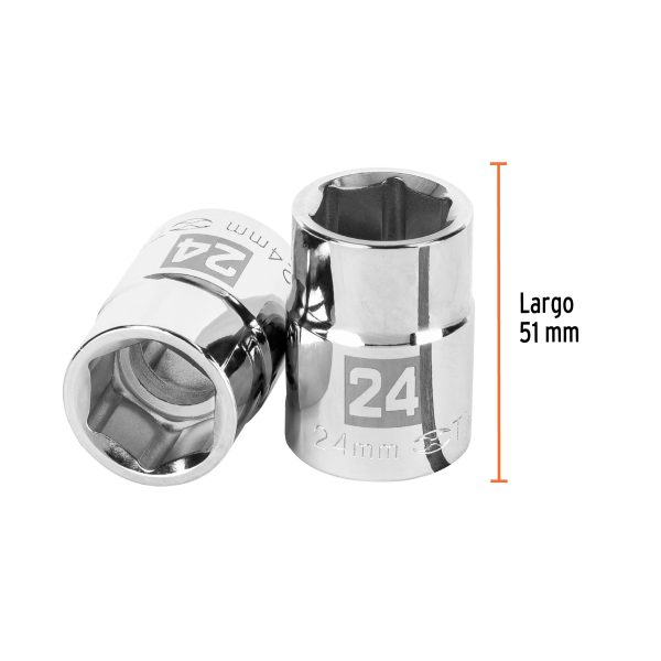 14971 - Dado de 24 mm, 6 puntas, cuadro 3/4', Truper
