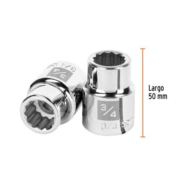 13850 - Dado de 3/4', 12 puntas, cuadro 3/4', Truper