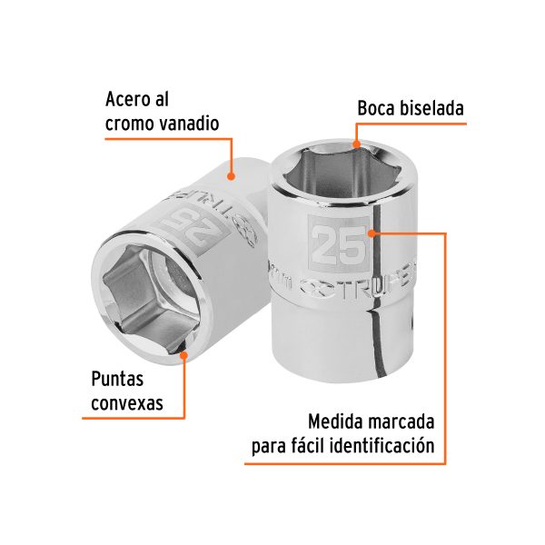 14973 - Dado de 25 mm, 6 puntas, cuadro 3/4', Truper